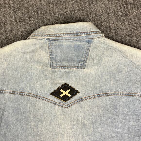 Trade Mark Shooter Western Shirt Mens 2XL Light Wash Denim Embroidered - Picture 8 of 9